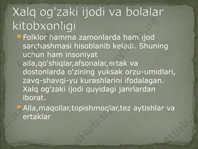 xalq og‘zaki ijodi va allalar — PPT
