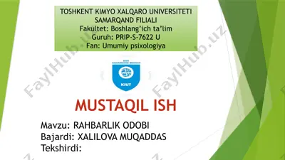 rahbarlik o'dobi — PPTX