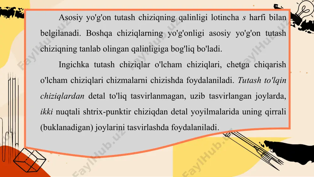 3-mavzu chiziq turlari. o'lcham qo'yish qoidalari 8-sinf - Page 5