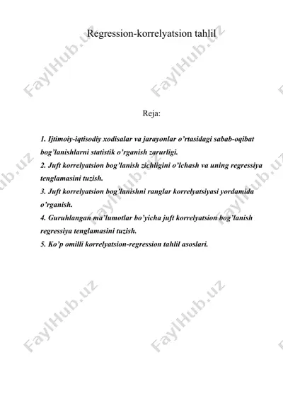 regression-korrelyatsion tahlil — DOC
