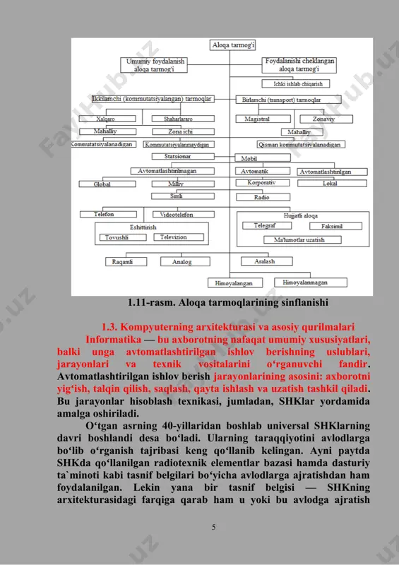 s shk va boshqalar uchinchi avlod mashinalari sirasiga kiradi. toʻrtinchi avlod shklari — bu uchinchi avlod mashinasidan tarkibida har biri parallel ravishda ishlay oladigan ikki va undan koʻp protsessorlar borligi bilan farq qiladi. cheget, el’brus-2 kabi shklar toʻrtinchi avlodga mansub. oʻz vaqtida toshkentdagi “algoritm” zavodida ishlab chiqarilishi moʻljallangan el’brus-2 shk tarkibida har biri sekundiga 1 mln amaliyotlarni bajarish imkoniyatiga ega boʻlgan 10 ta protsessor bor. shu urinda ta’kidlash kerakki, oʻquv muassasalaridagi eng zamonaviy shaxsiy kompyuterlar ham bitta protsessorli boʻlgani tufayli uchinchi avlodga mansub. ayni paytda ayrim idoralar kuchli serverlar (ikki va undan koʻp protsessorlarga ega boʻlgan, ya`ni toʻrtinchi avlod kompyuterlari) dan foydalanmoqdalar. beshinchi avlod shklari — bu toʻrtinchi avlod mashinasidan tarkibida intellektual interfeys (bilimlar bazasi, masalalarni avtomatik ravishda yechishning dasturiy ta`minoti va muloqot protsessori borligi bilan farq qiluvchi, universal sun`iy tafakkur mashinalaridir. universal shklarning rivojlanish tarixida alohida oʻrinni kompyuterlar egallab kelmoqdalar. kompyuterlar davri 1971-yilda aqshda mikroprotsessor kashf etilgandan boshlangan desa …