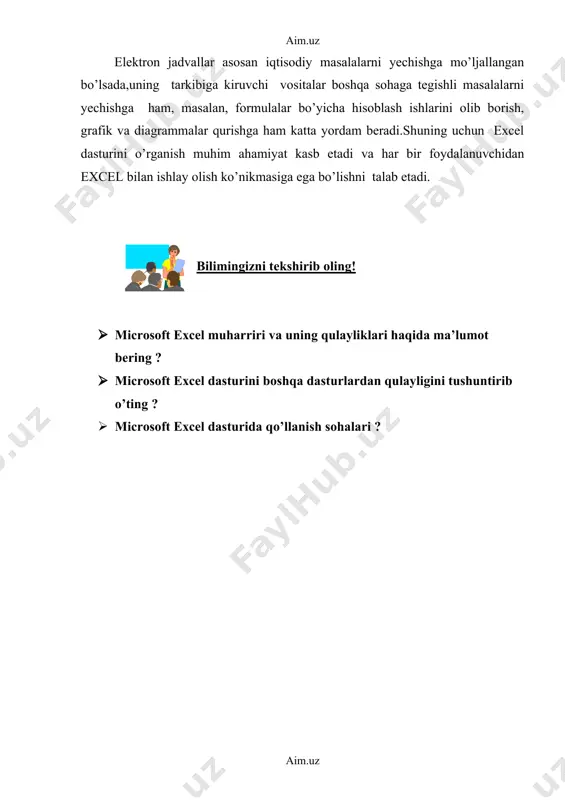 microsoft excel dasturi va uning imkoniyatlari - Page 3