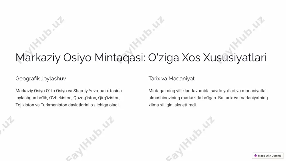 rossiya va xitoyda ham katta jamoalar mavjud. turmush tarzi an'anaviy ravishda ko'chmanchi turmush tarziga ega bo'lgan qozoqlar, chorvachilik, ot minish va qo'shiq kuylash bilan mashhur. 5 qirg'iz xalqi: etnik tarkib, hududiy tarqalishi, urf-odati va an'analari etnik tarkib qirg'iz xalqi asosan turkiy xalqlarning qirg'iz guruhiga tegishli. hududiy tarqalishi qirg'izlar asosan qirg'izistonda yashaydi, shuningdek qozog'iston, o'zbekiston, xitoy va rossiyada ham kichik jamoalar mavjud. urf-odati va an'analari qirg'iz xalqi, tog'li hududlarning xalqi, o'ziga xos madaniy merosiga ega. ular tog'li hayotga moslashgan va ot minish, ovchilik va qo'shiq kuylash bilan mashhur. 6 tojik xalqi: etnik tarkib, hududiy tarqalishi, madaniyati 1 etnik tarkib tojik xalqi asosan fors tilida so'zlashadigan xalq bo'lib, eroniy xalqlar guruhiga kiradi. 2 hududiy tarqalishi tojiklar asosan tojikistonda yashaydi, shuningdek o'zbekiston, afg'oniston va qirg'izistonda ham kichik jamoalar mavjud. 3 madaniyati tojik xalqi boy madaniy merosga ega bo'lib, she'riyat, musiqa, raqs va handcraft bilan mashhur. 7 turkman xalqi: etnik tarkib, hududiy tarqalishi, turmush …