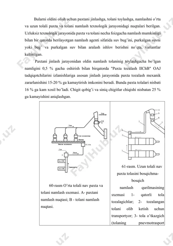 -1,0) 3,0 15-18 foydalanilgan adabiyotlar ro’yhati 1. a.p.parpiev, m.axmatov, a.q.usmanqulov, m.muminov. “paxta xom ashyosini quritish” darslik.- t.: cho’lpon, 2009.-192 bet. 2. ф.б. омоновнинг умумий таҳрири остида тайёрланган. “пахтани дастлабки ишлаш” бўйича справочник (маълумотнома). т.: voris, 2008.413 бeт. 3. a.p. parpiev, m.a.axmatov tolali materiallarni quritish va namlash fanidan o’quv – uslubiy majmua. t.: ttyesi, 2011.- 216 bet. 14. с.д. болтабоeв, а.п. парпиeв. сушка хлопка-сырца. дарслик.- т.: ўқитувчи, 1980.-155 стр. 15. руководство лабороторному по курсу сушка хлопка-сырца. част i-ii. т.: титлп, 1991. -96 стр. 16. а.п. парпиeв, м.а.ахматов чигитли пахтани қуритиш ва намлаш» фанидан маъруза матни т.: ттeси, 1999.- 98 бeт. 17. m.a.axmatov, m.a.gapparova, r.i. ro’zmetov. tolali materiallarni quritish va namlash fanidan o’tiladigan laboratoriya va amaliy mashhulotlarni bajarish uchun uslubiy qo’llanma. t.: ttyesi, 2012.- 82 bet. image1.jpg image2.jpg image3.jpg