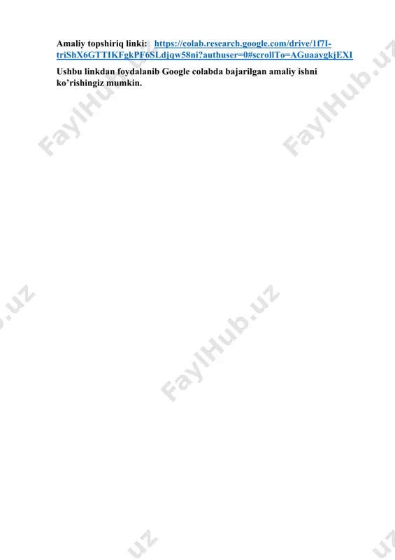 sun’iy intellekt va neyron­to’rli texnologiyalar fanidan google colabda amaliy ish - Page 2