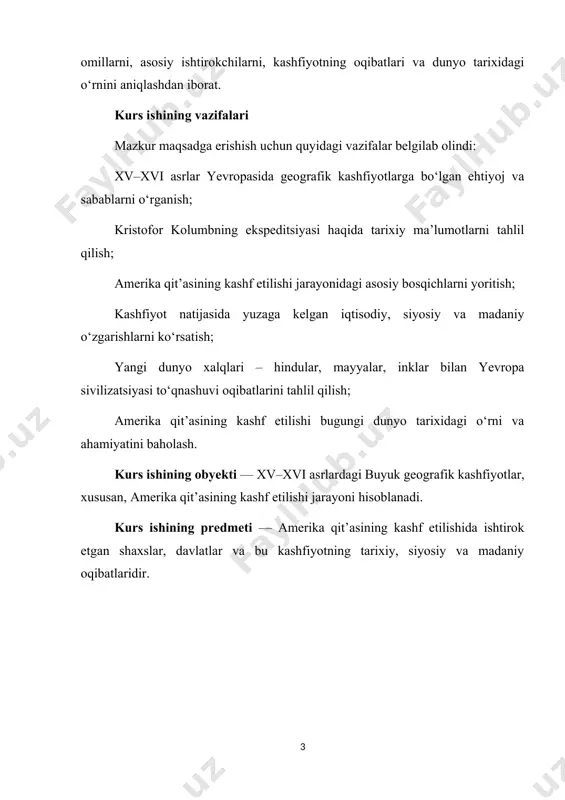 xalqlari o‘z dunyoqarashlariga asoslangan turli xaritalar, nazariyalar, afsonalar orqali dunyo tuzilishini tushuntirishga harakat qilishgan. qit’alar soni, okeanlarning joylashuvi, noma’lum hududlar haqidagi taxminlar antik davrdan to xv asrgacha o‘zgarib borgan. bu tasavvurlar keyinchalik amerika qitʼasining ochilishi va unga nisbatan ilmiy izlanishlarning rivojlanishiga asos bo‘lib xizmat qilgan. 2. antik davrda nomaʼlum yerlar haqidagi tasavvurlar qadimgi yunon va rim olimlari — ptolemey, aristotel, strabon kabi mutafakkirlar dunyo xaritasi haqida ilk nazariyalarni yaratganlar. ular uchta maʼlum qitʼa — yevropa, osiyo va afrika haqida yozgan bo‘lsalar-da, “noma’lum yerlar” yoki “terra incognita” (lotincha: nomaʼlum yer) tushunchasini ham kiritgan edilar. ptolemeyning "geografiya" asarida mavjud dunyo tasvirlangan bo‘lib, bu xarita keyinchalik islom va yevropa olimlariga kuchli ta’sir ko‘rsatdi. biroq, ular uchun atlantika okeanining narigi tomonida qanday yerlar borligi nomaʼlum bo‘lgan. shu sababli, uzoq vaqt davomida okean ortida sirli yerlar borligi faqat afsonaviy darajada tasavvur etilgan. 3. o‘rta asrlarda dunyo xaritachiligi va yevropa bilimlari o‘rta asrlarda xristian yevropasida diniy …