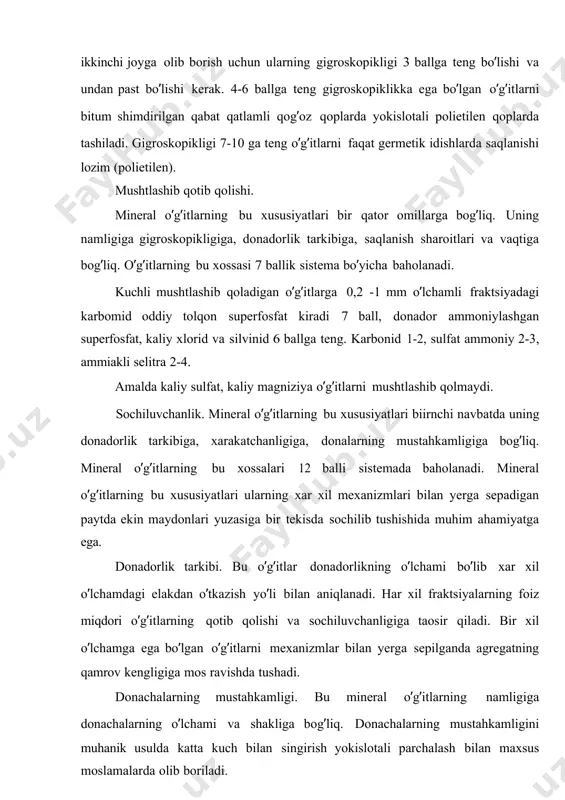 uning shogirdlari olib borgan ishlari ammiak va nitrat azoti muayyan sharoitlarda o’simliklar uchun azotning teng qimmatli manbai bo’lishi mumkinligini isbotlagan. lekin o’simliklarning ammiak va nitrat azotidan foydalanishi bir qator ishlab chiqarishki va tashqi omillarga ekinning biologik xususiyatlariga, o’simliklarning uglevodlar bilan taminlanganlik darajasiga muhit reaktsiyasiga, kaltsiy, magniy, kaliy, fosfor va mikro elementlarning bor yo’qligiga bog’liq. kal’tsiy, magniy va kaliy miqdorining ko’p bo’lishi ammiakli azotning o’zlashtirilishi uchun yaxshi sharoit yaratadi, nitratli azot bilan oziqlantirishda esa fosfor yetarli bo’lishi kerak. molibdenning yetishmasligi nitratlarning qaytarilishini sekinlashtiradi va o’simliklarning nitrat azotini assimilyatsiya qilishini seklab qo’yadi.er qobig’idagi azotning miqdori a.p.vinogradov maolumotiga ko’ra 2,3*10-2 % ni yokislotali uning umumiy zahirasi o’nlab mlrd tonnani tashkil etadi. tuproq tarkibidagi azotning asosiy qismi organik birikmalar ko’rinishida bo’ladi. tuproq tarkibidagi azot va uning birikmalari bundan tashqari, azotning bir qismi yer qobig’ida ammoniylar almashinmaydigan ion ko’rinishida alyumoslikatlarning kristall panjaralarida ushlanib qoladi. tuproq tarkibidagi azotning umumiy miqdori uning tarkibidagi organik moddalarning miqdoriga bog’liqdir. …