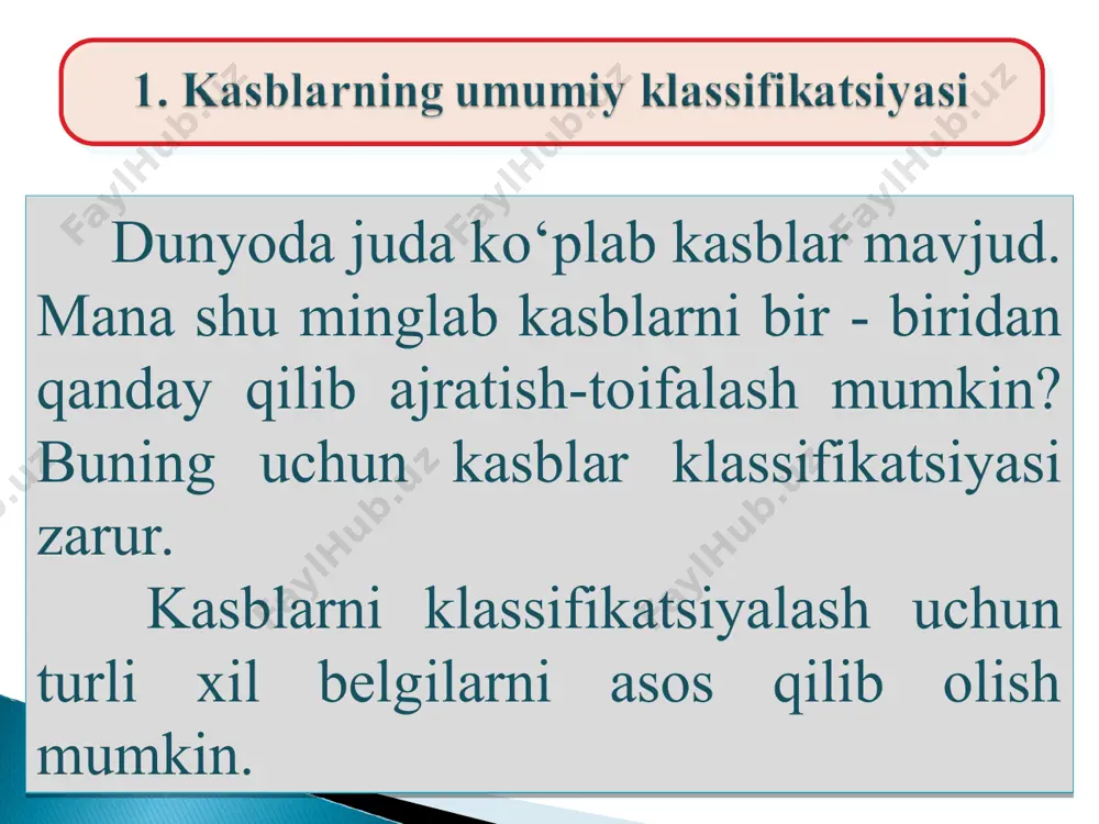 iakom-paniyalarnining uchuvchisi, avtomobil transportidan foydalanish muxandisi va boshqalar; qishloq xo‘jalik mahsulotlarini qayta ishlash bilan bog‘liq bo‘lgan kasblar: oshpaz, nonvoy, oziq-ovkat mahsulotlarini qayta ishlash bo‘yicha muxandis- texnolog va boshqalar. radioelektron apparatlar va priborlar montajchisi elektr va radiotexnika sohasida chuqur bilimga ega bo‘lmog‘i kerak. odamlarni o‘qitish va tarbiyalash bilan, bolalar kollektivlarini uyushtirish bilan bog‘lik, bo‘lgan kasblar: maktabgacha tarbiya muassasasi tarbiyachisi, ishlab chiqarish ta‘limi ustasi, o‘qituvchi va boshqalar; ishlab chiqarishni boshqarish, odamlarga, jamoalarga rahbarlik qilish bilan bog‘liq bo‘lgan kasblar: avtotransport qorxonasining dispetcheri, ishlab chiqarishni tashkil etish bo‘yicha muhandis iqtisodchi va boshqalar; maishiy, savdo xizmati ko‘rsatish bilan bog‘liq bo‘lgan kasblar: sotuvchi, sartarosh, kompleks qabul punktida buyurtmalarni qabul qiluvchi va boshqalar; 3).”odam-odam” (ch). bu erda asosiy mehnat predmeti odam (inson)lardir. mazkur mehnat sohasida mayllar, kiziqishlar qay darajada ekanini aniqlashda o‘quv predmetlaridan tashqari, o‘quvchilarning shaxsan o‘zlari jamoat ishlarida, jamoaviy ravishda o‘tkazilgan tadbirlarni tashkil etishda ishtirok etib orttirgan tajribalari ham yordam beradi. makzur tipga kasblarga quyidagi kasblarni …