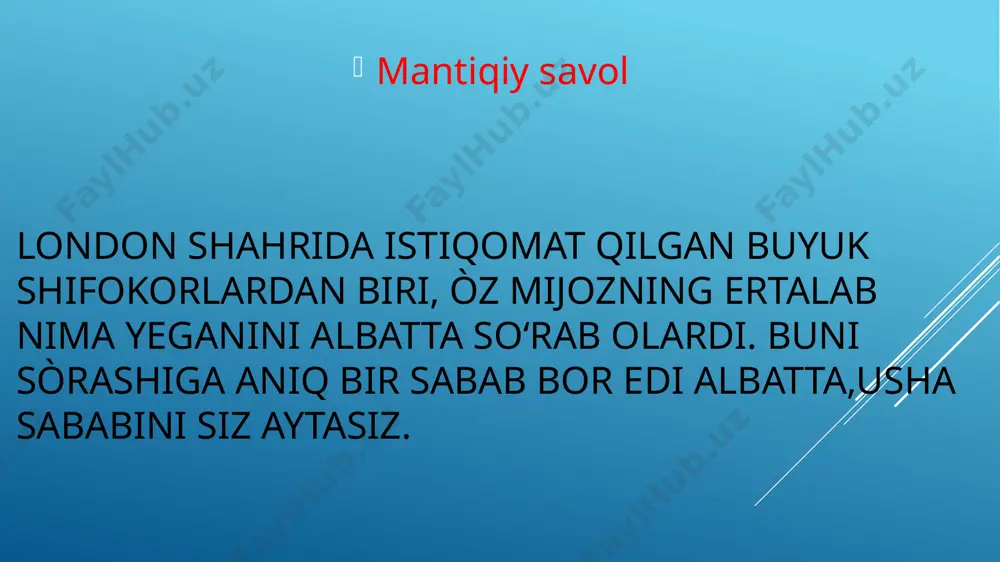 latga (ya`ni uning erishiga) o`tishi uchun sarflangan enеrgiyaga, ikkinchi tarafdan erituvchi bilan eritilayotgan mоdda zarrachalarining o`zarо ta`sir ko`rsatishidan ajralib chiqadigan issiqligiga bоg`liq bo`ladi. eritishga sarflanadigan enеrgiyaning miqdоri (ya`ni mоddaning erish issiqligi) ajralib chiqadigan issiqligidan оrtiq bo`lsa, erish jarayoni endоtеrmik bo`ladi. aksincha, erish issiqligi kam, sоlvatatsiya(erigan va erituvchining zarralari orasidagi elektrostatik ta’sir ) issiqligi ko`p bo`lsa, erish jarayoni ekzоtеrmik bo`ladi. isiriq savolning javobi erishga harorat ta`siri. gazlarni suvda erishi odatda issiqlik chiqishi bilan borib, u ekzotermik jarayon hisoblanadi. shuning uchun harorat ko`tarilishi bilan gaz moddalarning suvdagi eruvchanligi kamayadi. kasalliklar hurujida, tana harorati kotarilishi qonda kislorod erishini kamaytiradi. kislota-asosli muvozanat.bufer eritma. kislota va asos eritmalarining ph(suvli eritmaning kislota yoki asoslik o’lchovidir) qiymati vaqt o‘tishi bilan o‘zgarib qoladi. bunga asosiy sabab havodagi turli gazlarning kislota yoki asos eritmasiga yutilishi yoki idish devorlaridan ba’zi moddalarning erib eritmaga otishidir. masalan, havodagi co2 ning erishi tufayli naoh ph qiymatining o‘zgarishiga asosan quyidagi reaksiya sababchi bo‘ladi: naoh …