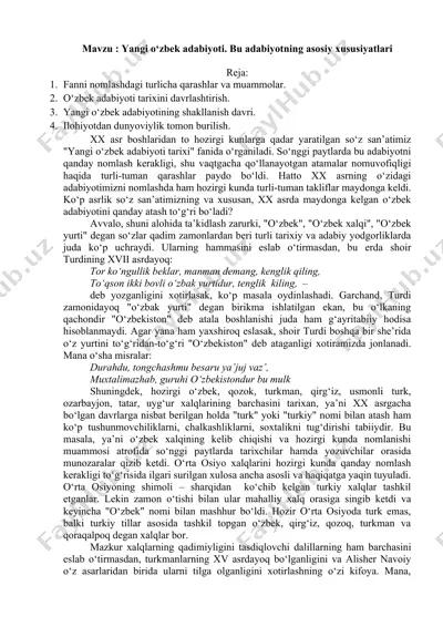 yangi o‘zbek adabiyoti — DOC