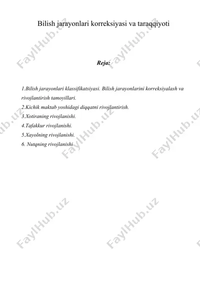 bilish jarayonlari korreksiyasi va taraqqiyoti — DOC