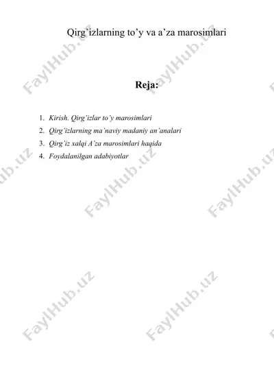 qirg’izlarning to’y va a’za marosimlari — DOCX