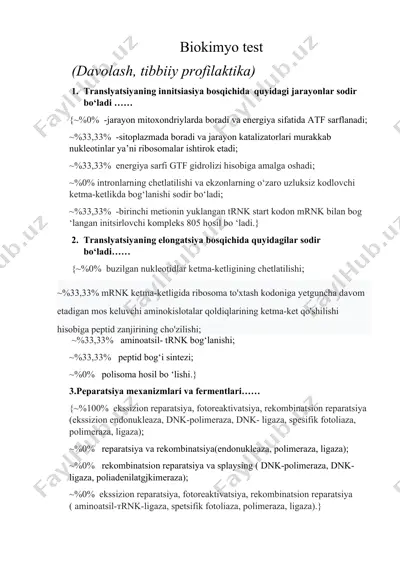 biokimyo test — DOCX