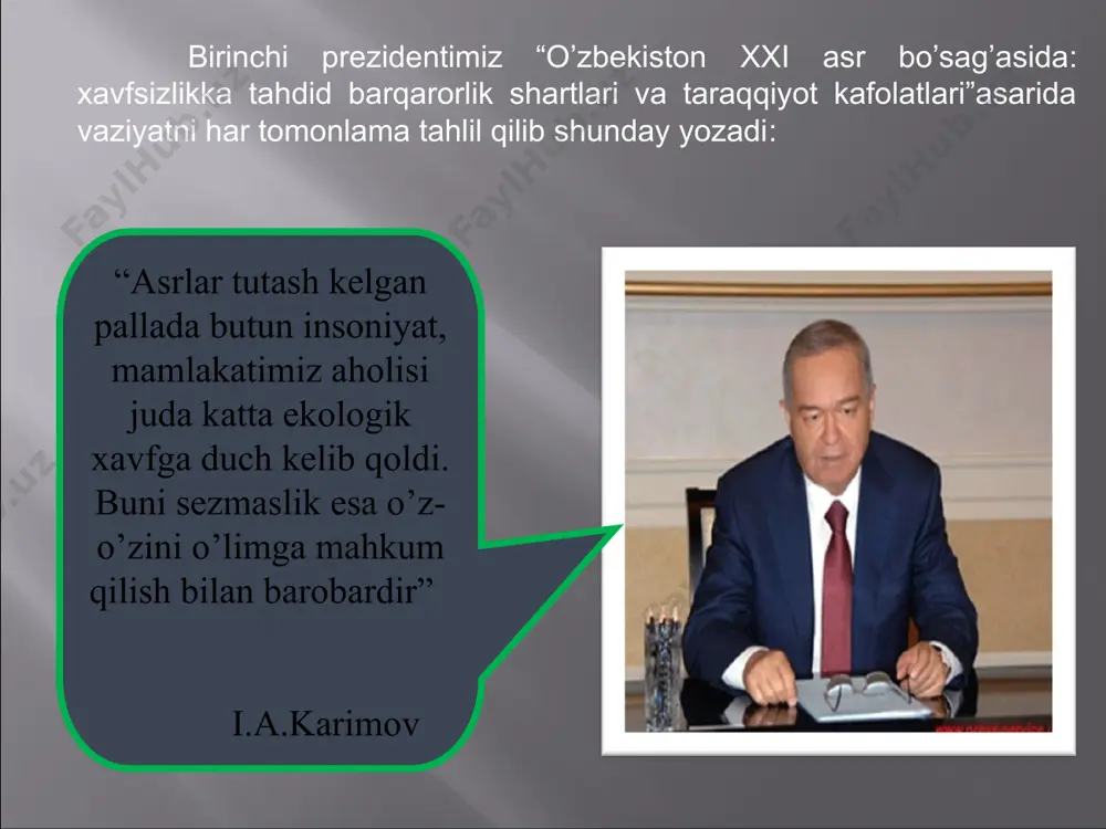shakllantirishga qaratilgan pedagogik jarayon.. ataladi. 3. nuqtalar o’rniga kerakli so’z yoki jumlani topib qo’ying. …o’quvchiga aniq maqsadga muvofiq, izchil, tizimli va uzluksiz ravishda nazariy ekologik bilimlarni berishga yo’naltirilgan ta’limiy jarayondir. 4. gapni tugallang. ekologik ong tabiat va atrof-muhitning mavjud holati, ularni muhofaza etish borasidagi tushunchalarning … 5. gapni davom ettiring. ekologik faoliyat … 6. gapni tugallang. ekologik madaniyat o’quvchining ijtimoiy talablarga muvofiq tabiat va atrof-muhit muhofazasini … 7. gapni davom ettiring. ekologik tarbiya ijtimoiy tarbiyaning yana bir muhim tarkibiy qismi bo’lib, uni tashkil etish jarayonida quyidagi vazifalar hal etilishi zarur 8. gapni davom ettiring. ekskursiya, ekologik kechalar, ekologiya haftaligi, shoirlar va olimlar bilan uchrashuvlar, sahna ko’rinishlari … 9. gapni tugallang. bashorat qilish, ikki yoqlama obrazlar, o’xshatish, o’yin kabilar … 10. gapni davom ettiring. hadislar, rivoyat va hikoyatlar, pandu nasihatlar, maqol va matallar, topishmoqlar, rebus, videoroliklar … 2.2-topshiriq. ekologik tarbiyani amalga oshirish yo’llarini o’zlashtirishga doir muammoli vaziyat quyidagi muammoli vaziyat bilan …