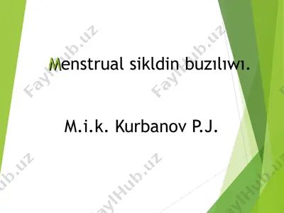 menstrual sikldin buzılıwı — PPT