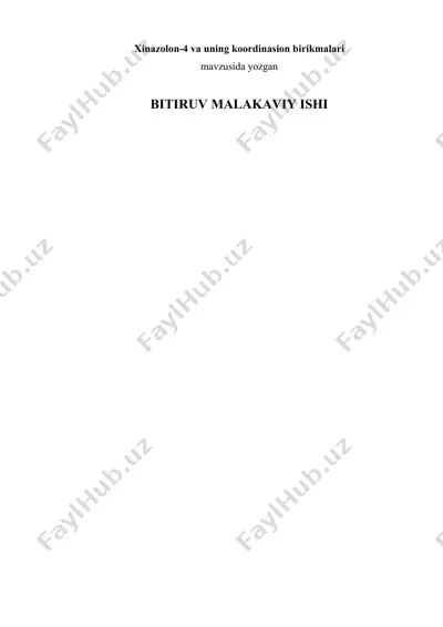 xinazolon-4 va uning koordinasion birikmalari — DOC