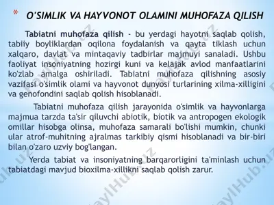 tabiatni muhofaza qilish — PPTX