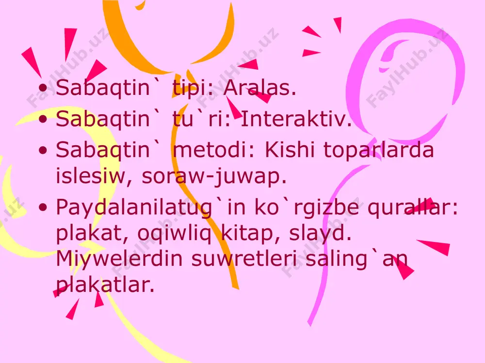 n “beri-beri” (polinevrit) keselligi kelip shig`adi. кептердегі в1 авитаминозы vitamin (riboflavin) xx-a`sirdin` 30 jillarinda aniqlandi. go`shte, su`tte, bawirda, ma`yekte, awqatliq da`nlerde gezlesedi. ribotil spirtinen ha`m izolloksizinnen turadi. jetispewshiliginen ko`zdin qabag`i isedi, awiz quwislig`i qurg`ap qaladi. vitamin (piridoksin) belok almasiwinda qatnasadi qannin` quraminda xolestirinnin` jiynaliwina jol qoymaydi. arpa, bawir, biydayda ushirasdi. tishqanlardag`i avitaminozi jetispewshiliginen: aterosklerozdin rawajlaniwi. bawirdin` isiniwi. qalqan ta`rizli bezdin` xizmeti pa`seyedi. vitamin azotli aralaspalar sintez reaktsiyalarina qatnasadi. qan kletkalari- eritrotsitler, trombotsitlerdin duziliwin a`melge asiradi. haywan go`shlerinde, bawirda , ma`yekte, buyrekte, su`tte gezlesedi. - jetispewshiliginen qani azliq, anemiya keselligi kelip shig`adi. don`izdag`i qani azliq awiriwi. sizge b topari vitaminleri jetispewshiligin beldiretug`in belgiler tilin`iz qizarip ketse; tez-tez ashiwiz kelse; uyqin`iz qaship, bereketin`iz ketse; uzaqqa sozilg`an bas aylaniw tez-tez qaytalansa; ko`z aldin`iz qarawtip a`lle qanday daqlar uship ju`rse; tez-tez dem jetispey qaliwshiliq qaytalansa. vitamin c (askorbin kislotasi) витамин с oksidleniw-qa`lpine keliw reaktsiya aylanisina qatnasadi. ko`plegen fermentler quramina kiredi. belok sintezine qatnasadi. antidenelerdin …