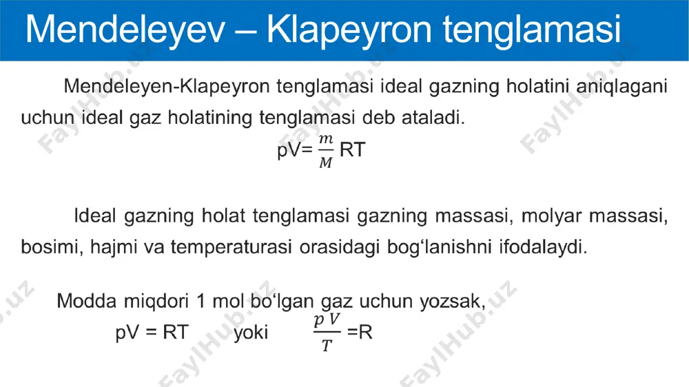ideal gaz holatining tenglamalari - Page 4