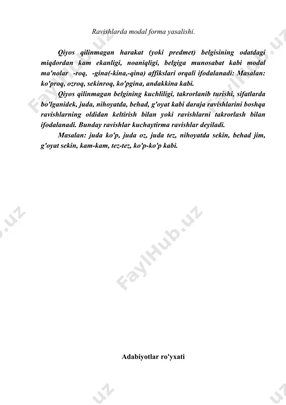 ravishlarning yasalishi. ravishlarning tuzilish jihatdan turlari. ravishlarda modal shakl yasalishi - Page 4