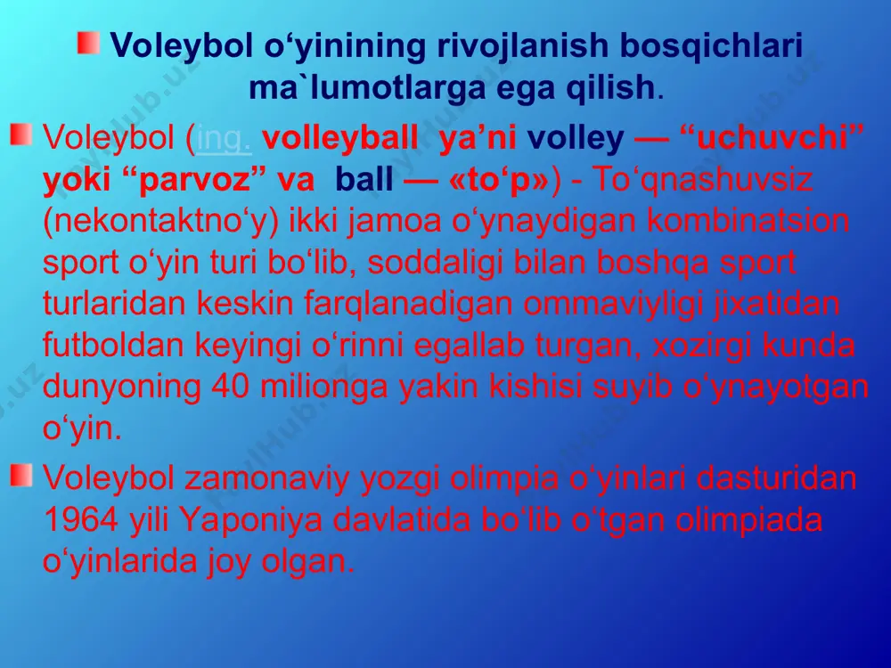 voleybol o'yini va uning dastlabki qoidalari - Page 5