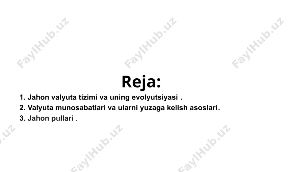 ayotgan edi. 2. xx asming 20-yillarida angliya ochiq iqtisodiyotga ega edi. boshqa davlatlar angliya bilan savdo-sotiq qilib funt sterling ishlab olish imkoniyatiga ega edi. bu vaqtda aqsh yopiq iqtisodiyotga ega edi. 3. angliya banklari bu davrda keng tarqalgan xorijiy filiallarga ega edi. aqsh banklari esa, xorijiy filiallarga deyarli ega emas edi. 4. xx asming 20-yillarida angliya banklari tomonidan xalqaro savdoning 60 foizgacha qismi moliyalashtirilar edi.yuqorida qayd etilgan sabablar buyuk britaniya funt sterlingini dunyo miqyosida xalqaro zaxiralar hajmidagi salmog‘ining oshishiga olib keldi. 1913-yilda dunyo bo‘yicha xalqaro valyuta zaxiralarining 47 foizi funt sterlingga to‘g‘ri kelgan bo‘lsa, 1928-yilda ushbu ko‘rsatkich 77 foizni tashkil etdi. ammo ikkinchi jahon valyuta tizimi ham bir qator sabablarga ko‘ra, inqirozga uchradi. ushbu sabablardan asosiylari sifatida quyidagilami ajratib ko‘rsatish mumkin: 1. buyuk britaniya hukumati tomonidan birinchi jahon urushidan keyin deflyatsion siyosatni olib borilganligi. deflyatsion siyosat funt sterlingning oltinga nisbatan urushdan oldingi darajaga yetkazish maqsadida amalga oshirildi. ammo ushbu siyosat …