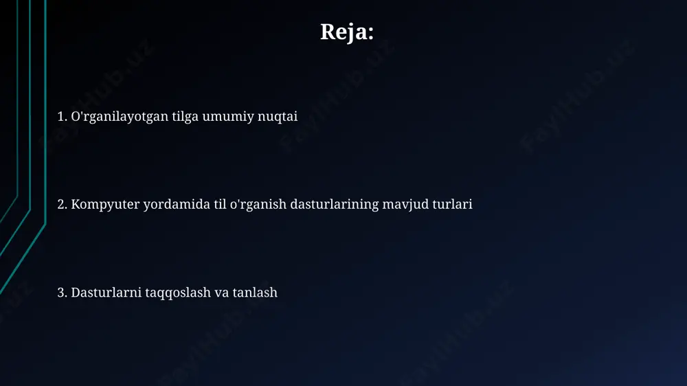 an olish texnologiyalari orqali talaffuzni yaxshilashga yordam beradi. virtual va kengaytirilgan haqiqat texnologiyalari virtual va kengaytirilgan haqiqat texnologiyalari orqali 3d muhitlarda o'quvchilarning lug'at boyligini 20% ga oshirishga yordam beradigan 5 ta interaktiv o'yin mavjud. virtual haqiqatdagi simulyatsiyalar orqali o'quvchilar 10 ta real hayot vaziyatlarida tilni qo'llashni amalda mashq qilishlari mumkin, bu esa nutq ko'nikmalarini rivojlantirishga yordam beradi. til o'rganish strategiyasi ba'zi "til o'rganish strategiyasi" platformalarida 5 dan ortiq tilni o'rganish imkoniyati mavjud bo'lib, har bir til uchun 1000 dan ortiq so'z va iboralar bazasi taqdim etiladi. "til o'rganish strategiyasi" bo'yicha samaradorlikni oshirish uchun, dasturlar 70% amaliy mashqlar va 30% nazariy ma'lumotlarga asoslangan holda tuzilgan. o'qituvchi va talaba uchun kyto dan foydalanish platforma talabalarning progressini kuzatish uchun statistik ma'lumotlarni, jumladan, to'g'ri javoblar foizini va har bir mashq bo'yicha sarflangan vaqtni taqdim etadi. kyto’da 20 dan ortiq interfaol mashqlar mavjud bo'lib, ular talabalarga grammatika, lug'at va so'z boyligini rivojlantirishda yordam beradi. baholovchi …