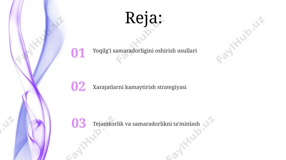 l yoqilg'isi, dizel yoqilgisiga nisbatan 80% gacha kamroq zararli chiqindilar hosil qiladi va narxi 15-20% arzonroq bo'lishi mumkin, bu iqtisodiy jihatdan foydali. elektr avtomashinalari ekspluatatsiya davrida yoqilg'i xarajatlarini 90% ga qadar kamaytiradi, lekin dastlabki investitsiyalar yuqori bo'lishi mumkin. yo'l sharoitlari va yuk tashish rejalashtirish yuk hajmini va og'irligini hisobga olgan holda yuk mashinalarining optimal yuklanishini ta'minlash, yoqilg'i sarfini 8% ga va har oyda transport xarajatlarini 5 million so'mga kamaytirishga yordam beradi. yo'l sharoitlarini real vaqtda kuzatib borish orqali, yoqilg'i sarfini 15% gacha kamaytirish mumkin, bu esa o'rtacha 0.5 so'm/km tejashni ta'minlaydi. yoqilg'i samaradorligini oshirishning zamonaviy usullari yoqilg'i sarfini 15% gacha kamaytiruvchi, avtomobilning aerodinamikasini yaxshilashga qaratilgan maxsus qo'shimchalar va qoplamalar mavjud. bu, ayniqsa, yuqori tezliklarda sezilarli natijalar beradi. zamonaviy gibrid texnologiyalari, masalan, kattaligi 2 litr bo'lgan benzinli dvigatel va 10 kvt quvvatga ega elektr motorini birlashtirib, yoqilg'i sarfini 30% gacha kamaytirishi mumkin. avtotransport vositalarining aerodinamikasini optimallashtirish tananing silliq sirtini va optimal …