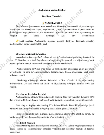 asakabank haqida hisobot — DOCX