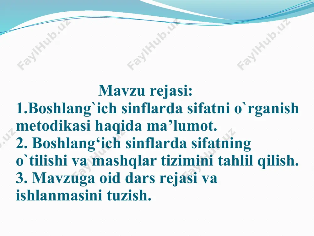 `raydi)ga yaqin keladigan qanday belgi bildiruvchi so`zlar bor? birinchi savol bilan barcha belgi bildiruvchi so`zlar aniqlanmay qolsa, ikkinchi savol matnda barcha belgi bildiruvchi so`zlarning aniqlanishiga yordam beradi, qisqasi, ikkinchi savolga javob birinchi savolning javobini to`ldirib boradi. boshlang`ich sinflarda ona tili darslari davomida mashqlarni bajarish, gaplarni tahlil qilishdan yoki so`ng har safar xuddi ikki savolning berib borilishi o`quvchilarning belgi bildiruvchi so`zga nisbatan diqqatini rivojlantirib boradi, shu bilan o`quvchilarda matndan, gaplardan belgi bildiruvchi so`zlarni topish malakasi hosil bo`ladi, havasi ortib boradi. sifat so`z turkumini o`tishda quyidagi ish turlaridan foydalaniladi: maktabda sifat so`z turkumiga oid mavzular 1-sinfdan boshlab amaliy o`rgatiladi. bunda “belgini bildirgan so`zlar” mavzusi mashqlar yordamida yoritiladi. masalan: 137-mashqda ajratib ko`rsatilgan so`zlarga so`roq berib, qanday? so`rog`iga javob bo`lgan so`zlarning tagiga chizdiriladi. qizil yuzli bir pari yer tagida zindoncha. mayda o`rim sochlari ochiq, yalang maydonda. shundan so`ng qoida chiqariladi: belgini bildirgan so`zlar qanday? so`rog`iga javob bo`ladi. 1-sinfdagi mashqlarda belgi bildirgan so`zlarni topish, chiziqchalar …