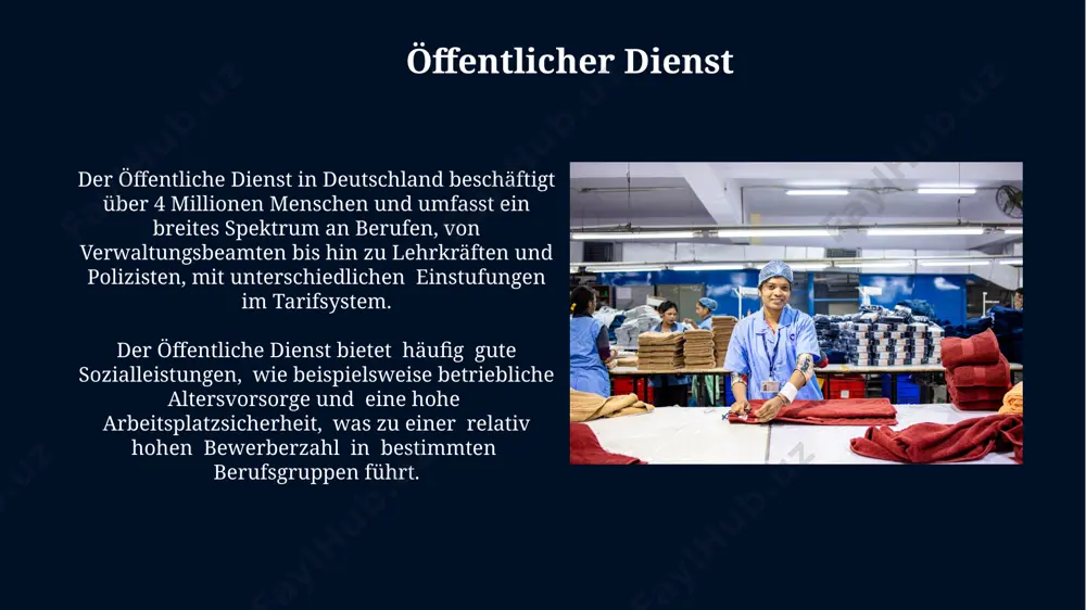 ezialisierte weiterbildungen für karrierefortschritt. akademische berufe zeichnen sich oft durch ein hohes maß an eigenverantwortung, kontinuierlicher weiterbildung (z.b. fortbildungspunkte) und komplexer problemlösung aus. medizinische berufe der bedarf an medizinischem personal in deutschland steigt aufgrund des demografischen wandels und der steigenden lebenserwartung jährlich um mehrere zehntausend fachkräfte in verschiedenen bereichen. in deutschland gibt es über 80 verschiedene medizinische berufe, von ärzten und pflegekräften bis hin zu physiotherapeuten und medizintechnikern, die alle zum komplexen gesundheitssystem beitragen. juristische berufe staatsanwälte vertreten die anklage vor gericht und sind teil der strafverfolgung; ihre zahl beträgt bundesweit etwa 10.000 und sie arbeiten eng mit der polizei zusammen. richter am amtsgericht, landgericht und oberlandesgericht bilden die ordentliche gerichtsbarkeit und entscheiden jährlich über millionen von fällen in zivil-, straf- und familienrechtssachen. vielen dank für ihre aufmerksamkeit @taqdimot_robot image5.jpg image6.jpg image7.jpg image8.jpg image9.jpg image10.jpg image11.jpg image12.jpg image13.jpg image14.jpg image15.jpg image16.jpg image1.jpg