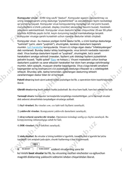 kompyuter virusi — DOCX