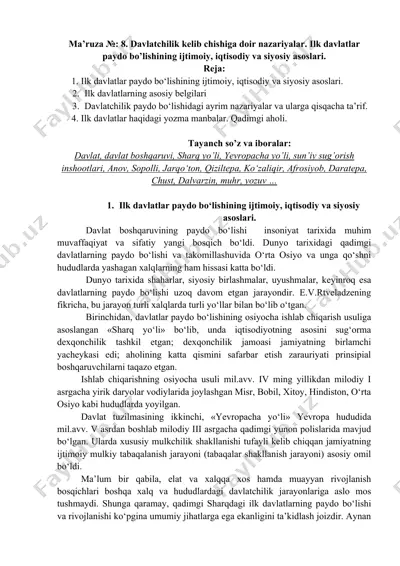davlatchilik kelib chishiga doir nazariyalar — DOCX