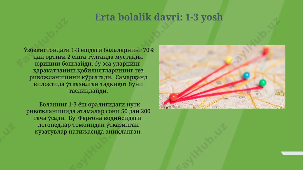 lgan tadqiqotlar shuni koʻrsatdiki, muntazam sport bilan shugʻullanadigan 12-14 yoshli oʻgʻil bolalarning 75% i tengdoshlariga nisbatan tezroq reaksiya tezligiga ega. toʻgʻri ovqatlanish va muntazam jismoniy mashqlar, masalan, kuniga kamida 1 soat sport bilan shugʻullanish, 8-10 yoshli bolalarning mushaklarining kuchini va chidamliligini 20-30% ga oshirishga yordam beradi. ijtimoiy-emotsional rivojlanish 8-12 ёш оралиғидаги болаларда ўзаро муносабатлар ва ҳамкорлик малакалари шакллана бошлайди, бу даврда тенгдошлар гуруҳидаги ўрнини аниқлашга ҳаракат қиладилар, мисол учун, наманган вилоятида ўтказилган тадқиқотлар бу ёшдаги болаларнинг 70%и тенгдошлари билан мулоқотда муаммоларга дуч келишларини кўрсатди. 5-7 ёшгача бўлган болаларда ўз-ўзини англаш ва ижтимоий нормаларни ўзлаштириш жараёни тез суръатлар билан ривожланади, бу жараёнда ота-оналар ва боғча тарбиячиларининг роли жуда муҳимдир, хусусан, тошкент шаҳридаги боғчаларда амалга ошириладиган тарбиявий ишлар бу жараённи янада тезлаштириши мумкин. ijtimoiy rivojlanish ijtimoiy rivojlanish samarqand viloyatida 2022 yilda 15% ga oshgan bo'lib, bu ta'lim va sog'liqni saqlash sohalariga 3 milliard so'm mablag' ajratilganligini ko'rsatadi. ijtimoiy rivojlanish ko'rsatkichlari toshkent shahrida …