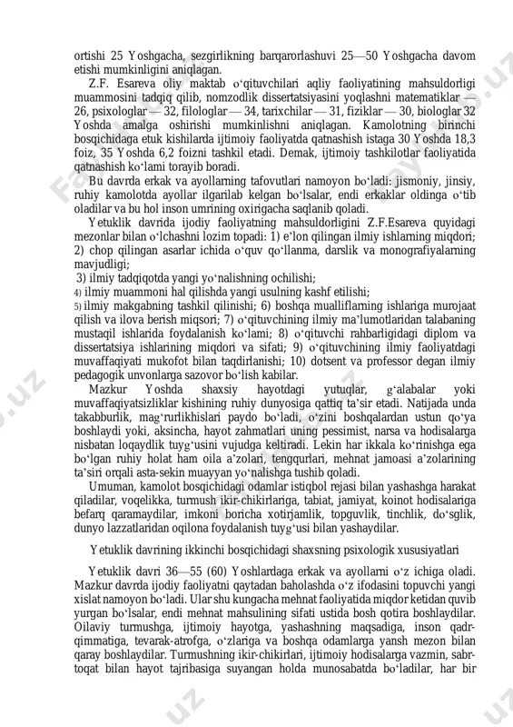 alal bermaslik niyatida yosh yigit va qizlar (kelinlar) vijdon amriga qarshi xatti-harakat qilishga ham majbur bо‘ladilar, о‘z maslaklari, fikrlari, shaxsiy qarashlariga xilof yо‘l tutadilar. dilkashlik uchun har bir oila a’zosi bilan umumiy "til" topishga intiladilar. shunga kо‘ra, oila muhiti ham yigit va qizlarning ruhiyati hamda ma’naviyatini о‘zgartiradigan omil vazifasini о‘taydi. inson uchun psixologik mexanizm rolini bajaruvchi yana bir omil ulfatlar davrasidir. ulfatlar odatda shaxsiy mayli, qiziqishi, intilishi, orzu-istaga, maqsadi, qarashlari, yoshi va xulqi bir-biriga mos tengdoshlardan iboratdir. kо‘ngilchanlik, dо‘stlar rayiga qarshi bormaslik tufayli yoshlar xarakterida о‘zgarishlar yuzaga keladi. yuksakhislar, barqaror e’tiqod, ilmiy dunyoqarash, ichki kechinmalar, mustaqillik va tashabbuskorlik tuyg‘ulari poymol bо‘ladi, ya’ni "dо‘stinguchun zahar yut" qabilida ish tutiladi. natijada mas’uliyatsizlik, yuzakilik, loqaydlik, ikkiyuzlamachilik, bevafolik singari illatlar tarkib topa boshlaydi. shuni alohida ta’kidlash kerakki, ulfatlar davrasida yangi fazilatlarni, ishbilarmonlikni, amaliy kо‘nikmalarni egallash imkoniyati ham bо‘ladi. shu boisdan ulfatchilikka faqat maishat nuqgai nazaridan yondashmay, uning mazkur imkoniyatlaridan foydalanishga ham harakat qilish ayni …