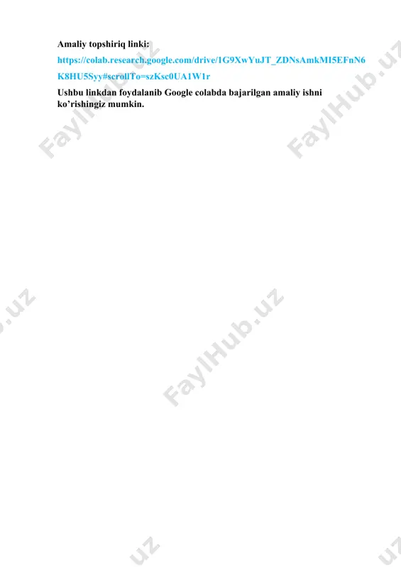 sun’iy intellekt va neyron to’rlari texnologiyalari fanidan google colabda amaliy ish - Page 2