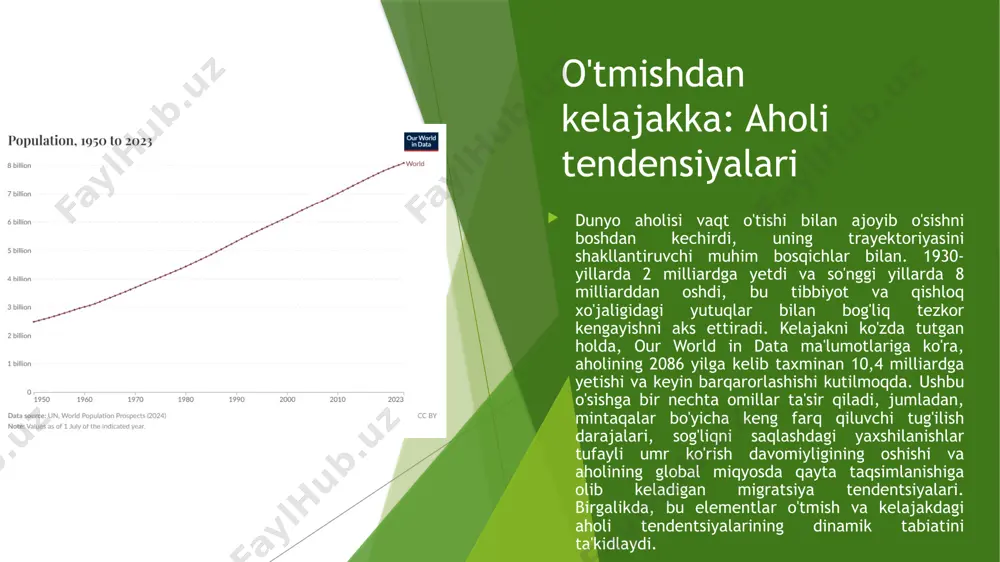 , uy-joy va sanitariya — bosim ostida qoladi va o‘sib borayotgan aholiga barqaror xizmat ko‘rsatish uchun resurslarni puxta boshqarishni talab qiladi. past zichlikdagi hududlarda esa muammo xizmatlarni keng hududlarda taqdim etishda bo‘ladi, bu esa geografiya va aholi zichligi inson ehtiyojlari hamda rivojlanish ustuvorliklariga qanday ta’sir ko‘rsatishini yaqqol namoyon etadi. nega bu yerda va u yerda emas? dunyo bo‘ylab aholining joylashuvi turli geografik omillar ta’sirida shakllanadi, bu esa odamlar nima uchun ayrim hududlarga joylashib, boshqalarini chetlab o‘tishini belgilaydi. iqlim hal qiluvchi rol o‘ynaydi — mo‘tadil zonalar yumshoqroq sharoitlarni taklif qiladi, daryolar va qirg‘oqlar kabi suv manbalariga yaqinlik esa qishloq xo‘jaligi va tirikchilik uchun odamlarni jalb etadi. relyef ham juda muhim: hindistondagi gang daryosi havzasi yoki misrdagi nil vodiysi kabi serhosil tekisliklar asrlar davomida zich aholini boqishga qulay sharoit yaratgan. shuningdek, resurslar va iqtisodiy imkoniyatlarning mavjudligi ham aholining joylashuviga ta’sir qiladi — foydali qazilmalar, savdo yo‘llari yoki ish o‘rinlari va xizmatlar mo‘l …