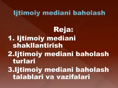 ijtimoiy mediani baholash — PPTX