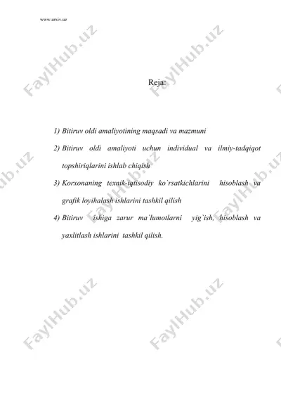 bitiruv oldi amaliyotini tashkil qilish va o`tkazish — DOC