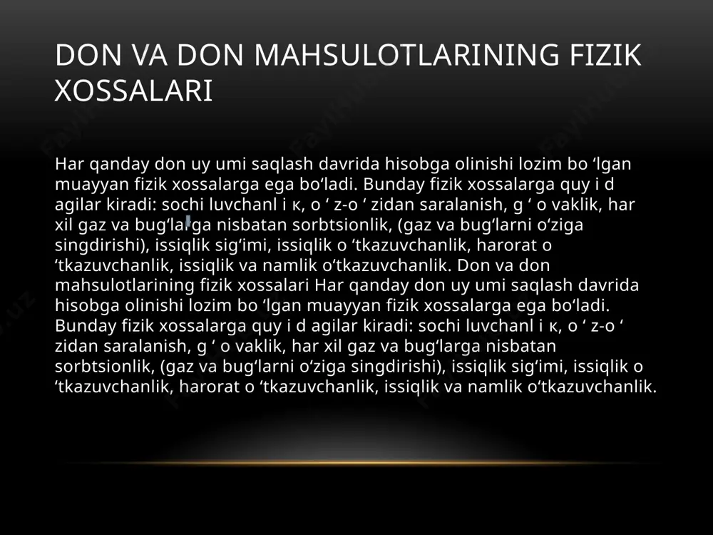 uzli omborlar. donni saqlash va dastlabki ishlash texnologiyasi e’tiboringiz uchun raxmat don korxonasidan olingan suratlar image3.jpeg image4.jpeg image5.jpeg image6.png image7.jpeg image8.png image9.jpeg image10.jpeg image1.png