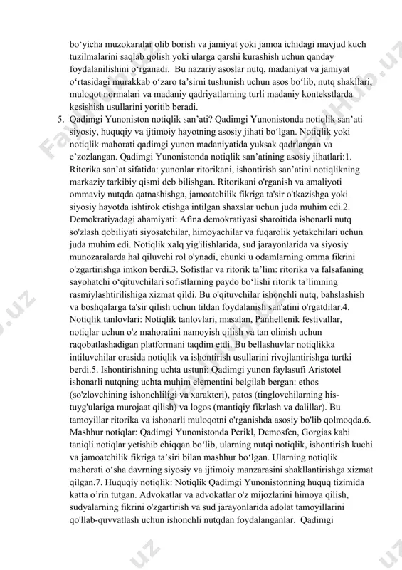 raro muloqotni rivojlantirishi mumkin. xulosa qilib aytadigan bo'lsak, til va nutq nafaqat muloqot quroli, balki madaniy ahamiyatga ega, o'ziga xoslik, an'analar va ijodkorlik tashuvchilari hamdir. til va nutqning madaniy aloqalarini tushunish madaniyatlararo samarali muloqot, xilma-xillikni qadrlash va madaniy merosni saqlash uchun zarurdir. 4. nutq madaniyatining nazariy asoslari? nutq madaniyatining nazariy asoslari tilshunoslik, sotsiologiya, antropologiya, psixologiya, aloqashunoslik va madaniyatshunoslik kabi qator fanlarni o‘z ichiga oladi. nutq madaniyati muayyan madaniy kontekstda nutq va muloqot bilan bog'liq normalar, qadriyatlar va amaliyotlarni anglatadi. nutq madaniyati bilan bog'liq ba'zi asosiy nazariy asoslar:1. ijtimoiy lingvistika: sotsiolingvistik nazariya til va jamiyat o‘rtasidagi munosabatlarni o‘rganadi, sinf, etnik, jins va mintaqaviy o‘ziga xoslik kabi ijtimoiy omillar nutq shakllari va muloqot xatti-harakatlariga qanday ta’sir qilishini ko‘rib chiqadi. u nutqning ma'lum bir jamiyatdagi ijtimoiy tuzilmalar va madaniy me'yorlarni qanday aks ettirishi va shakllantirishini o'rganadi.2. pragmatika: pragmatika tilning kontekstda qo‘llanilishini o‘rganuvchi, muayyan ijtimoiy va madaniy sharoitlarda ma’no nutq orqali qanday uzatilishiga e’tibor …