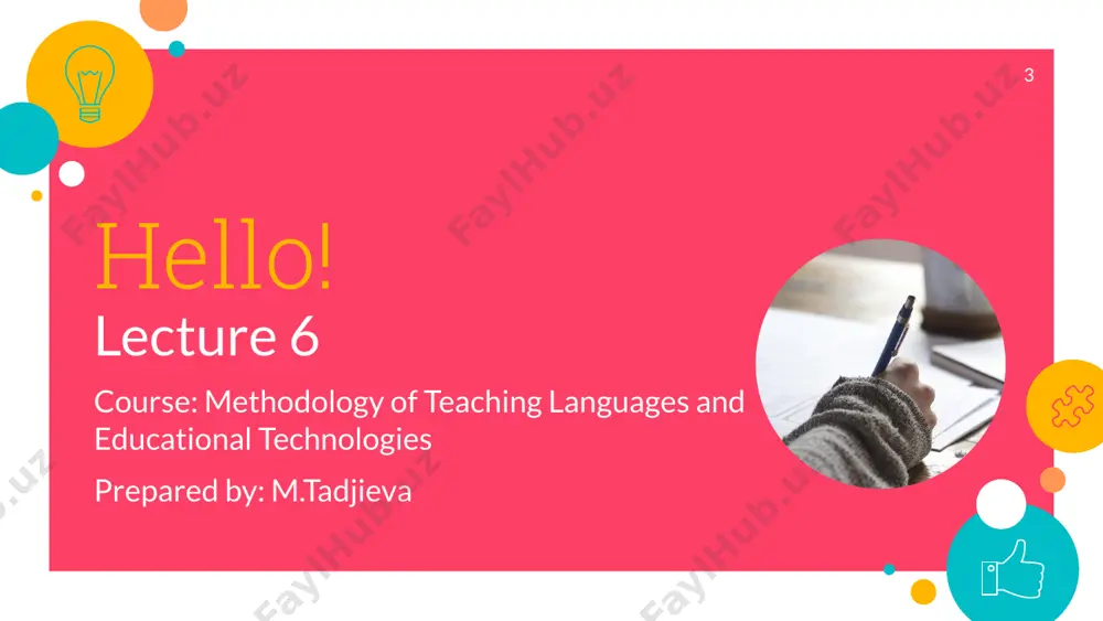 language, because it is easily available in every classroom. computers, creates favourable conditions for individual learner, indispensable aid for teaching a foreign language. teaching materials - are the materials which the teacher can use to help students learn a foreign language through visual or audio perception. they must be capable of contributing to the achievement of the practical, cultural, and educational aims of learning a foreign language. good teaching materials will help greatly to reinforce the students’ initial desire to learn the language and to sustain their enthusiasm throughout the course. 12 materials can be anything in linguistic, visual, auditory and kinaesthetic forms that are used to facilitate the teaching and learning process. (tomlinson, 1998) 13 “ materials: 14 linguistic visual auditory kinaesthetic teaching materials the following teaching materials are in use nowadays: teacher’s books pupil’s books visual materials audio materials audio-visual materials. 15 a teacher‘s book; pupil‘s books a …