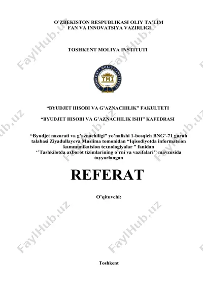 tashkilotda axborot tizimlarining o’rni va vazifalari — DOCX