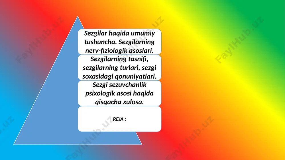uni “noma'lum hislar” deb atalgan. i.p.pavlov tomonidan analizatorlarning murakkab o'zaro ta'sir shakllari mavjud ekanligi qayd etilgandir. ular bevosita bosh miya po'stida namoyon bo'lib, bir vaqtning o'zida ko'rayotgan jismni, eshitilayotgan tovushni, kelayotgan hidni sezishimizda o'z ifodasini topadi. bu bosh miya po'stida kechadigan fiziologik jarayon -larni bosib o'tishi zarur bo'lgan zonalar perekretik zonalar deb nomlanadi. sezgilarning klassifikatsiyasi ularning turli spetsifik tavsiflariga, ya'ni moddalligiga qarab emas, balki tashkil etilishining har xil darajalariga qarab ham ajratiladi. s.v.kravkov (1893-1951) ma'lumotlariga ko'ra bir sezgi a'zolarining faoliyati ikkinchisining ta'siri tufayli o'zgaradi, tovush asosan ko'rish sezgisi, yorug’lik sezuvchanligini orttiradi, shunga o'hshash turli hidlar hamda yorug’lik va hid bilishga nisbatan sezgirlikni oshirishi yoki kamaytirishi mumkin. bunday o'zaro ta'sir sababli miya ustuni yuqori qismi va ko'rish bo'rtiqlariga tegishli o'simtalarning yaqin joylashganligi tufayli boshqasiga o'tishi osonroq amalga oshadi. sezgilarning hususiyatlari quyidagilardan iborat: sifat – mazkur sezgining asosiy hususiyati bo'lib, uni boshqa sezgi turlaridan farqlaydi va ayni shu sezgi turi doirasida o'zgarib …