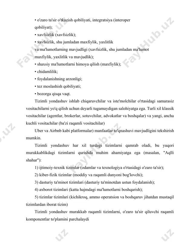 ini yaratadi. tizimli yondashuv raqamli tizimning barcha komponentlarini tanlash mantiqini aniq ko'rsatib beradi, bu tizimning narxini sanoat standartlari (benchmarking) bilan qiyosiy taqqoslash orqali tizimlarni ishlab chiqish xarajatlarini nazorat qilish imkonini beradi (8.2-rasm). kenglikni kengaytirish rining o'ziga xos xususiyatlarini qamrab oladi, jumladan: • raqamli iqtisodiyot • raqamli hukumat • raqamli qonunchilik ushbu "kenglik" kengayishi raqamli tizim sifatida cani yaratish uchun juda muhim ekanligi aniq. bu izchillik printsipial jihatdan mumkin, chunki mamlakat qonun ustuvorligi, ya'ni hamma qonun ustuvorligi bilan tengdir. biroq, hozirda ushbu qonunlarni sharhlash uchun juda katta inson resurslari sarflanmoqda. qonunlarni "insoniy" talqin qilishning qo'shimcha salbiy ta'siri muqarrar xatolar va korruptsiya ehtimolidir. shuning uchun tizimli yondashuv qonunlar va qonunosti hujjatlarini (ya'ni qoidalarni) rasmiy, aniq, mashinada o'qiladigan va mashinada bajariladigan (ya'ni raqamli) ko'rinishlarga tarjima qilishni tavsiya qiladi. shunda qonunlarning bajarilishi hamma uchun bir xil obyektiv harakatga aylanadi. qonunlarning bu tarjimasi jiddiy ishdir, lekin uni oddiyroq variantdan, xususan, turli iqtisodiy shartnomalar bilan boshlash …