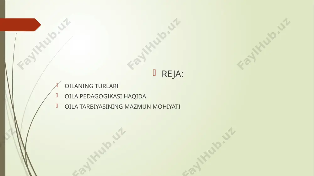 ishda, halollikda, samimiylikda, rostgo’ylikda, har qanday ishga ishonch, odat va burch hissini bajarishda. ota-ona o’zini baxtli va ota-onasiga muhtoj his qilmaydi.nalar bolalar tarbiyasini qarindoshlarga, tarbiyachilarga topshiradilar. bunday tarbiya bolaning aqliy rivojlanishida namoyon bo’ladi, u o’zini baxtli va ota-onasiga muhtoj his qilmaydi. axloqiy masuliyatni oshiradigan oilaviy tarbiya uslubi bolaning barqaror haddan tashqari kuchlanishiga olib keladi. ota yoki ona bolalar hayotida o’zlari bajara olmagan hamma narsani amalga oshirishga harakat qiladilar, har doim bolaga chidab bo’lmas darajada kata miqdordagi mas’uliyat yuklaydilar, buning natijasida bolaga surunkali charchoq paydo bo’ladi. uning kuchini noto’g’ri baholash, u har doim biroz kalta bo’lganligi sababli muvaffaqiyatga erisha olmaydi. bunday oiladagi bola doimiy zo’ravonlikka duvhor bo’ladi. u aybdorlik hissi, o’zini past baholaydi. demak, oilaviy tarbiyaning butun butun jarayoni ta’lim uslublariga bog’liq. “oilaviy baxtning kaliti – mehribonlik, samimiylik, sezgirlik” oilaviy ta’limdagi hatolar alohida e’tiborga loyiq. oilaviy ta’limning xatolari ota-onalarning harakterli og’ishlariga va ularning shaxsiy muammolarini bolalar hisobidan hal qilish istagiga bog’liq. …