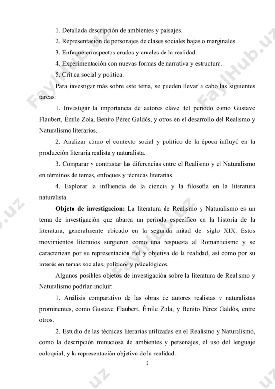 ítica y la influencia de la literatura de realismo y naturalismo en la literatura posterior y en otras artes, como el cine y la pintura. metodologia de investigacion: la metodología de investigación para estudiar la literatura de realismo y naturalismo puede variar dependiendo de los objetivos específicos de la investigación, pero aquí se presentan algunas pautas generales que podrían utilizarse: 1. revisión bibliográfica: comenzar por realizar una exhaustiva revisión de la literatura existente sobre el realismo y el naturalismo en la literatura. esto incluye la lectura de obras clave de autores realistas y naturalistas, así como estudios críticos y teóricos sobre este período literario. 2. definición de objetivos y preguntas de investigación: es importante tener claros los objetivos de la investigación y formular preguntas específicas que se quieran responder. por ejemplo, ¿cómo se ha influenciado la literatura contemporánea por el realismo y el naturalismo? ¿cuáles son las principales características de …