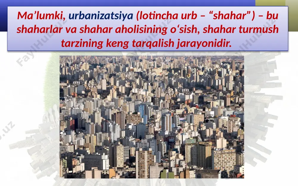urbanizatsiya jarayonining global va regional jihatlari. 10 - sinf - Page 3