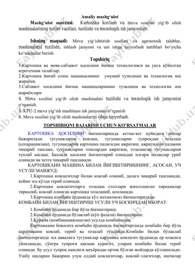 kartoshka kovlash va meva xosilini yig‘ib olish mashinalari — PDF