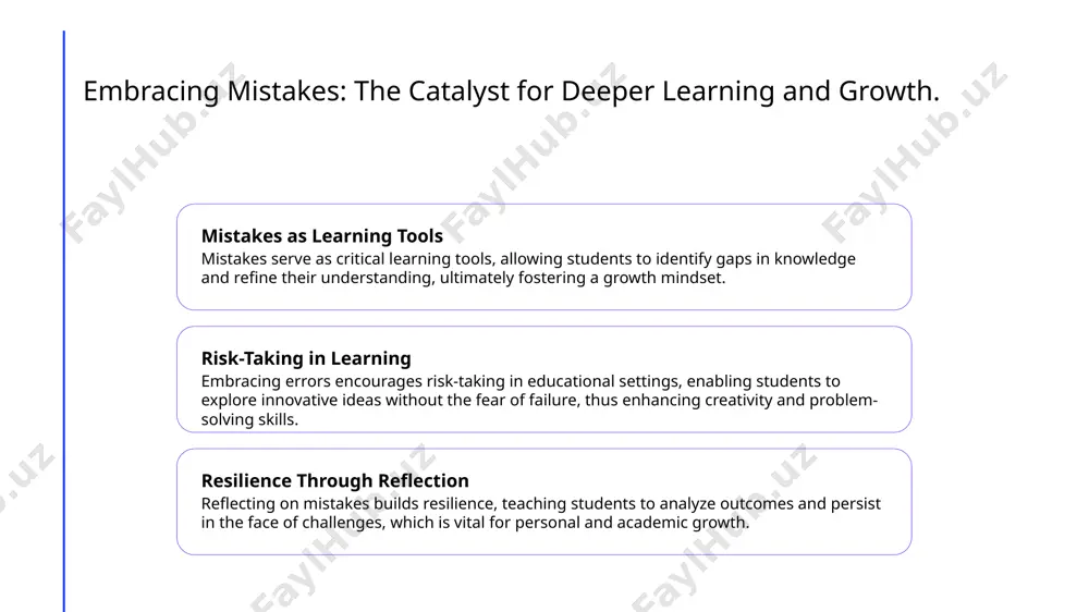 e power of learning from mistakes in research. embracing errors: the impact of mistake correction on scientific breakthroughs. 1 learning from failure - scientific breakthroughs often stem from recognizing and analyzing failures. each error provides critical data, guiding researchers toward innovative solutions and refined methodologies. 2 iterative improvement - mistake correction fosters an iterative process in research. by systematically addressing errors, scientists enhance their experiments, leading to more reliable results and impactful discoveries. 3 case studies in science - historical examples, such as the discovery of penicillin, illustrate how error correction leads to breakthroughs. mistakes open new avenues for exploration, fundamentally advancing scientific knowledge. embracing mistakes: the role of errors in uzbek educational traditions. 1 embracing errors - uzbek educational traditions recognize mistakes as vital learning components, fostering resilience and encouraging students to view errors as stepping stones to success. 2 cultural perspectives - in uzbekistan, cultural attitudes promote a …